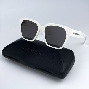 NEW Balenciaga BB0215SA 003 Ivory Grey Square Unisex Sunglasses
